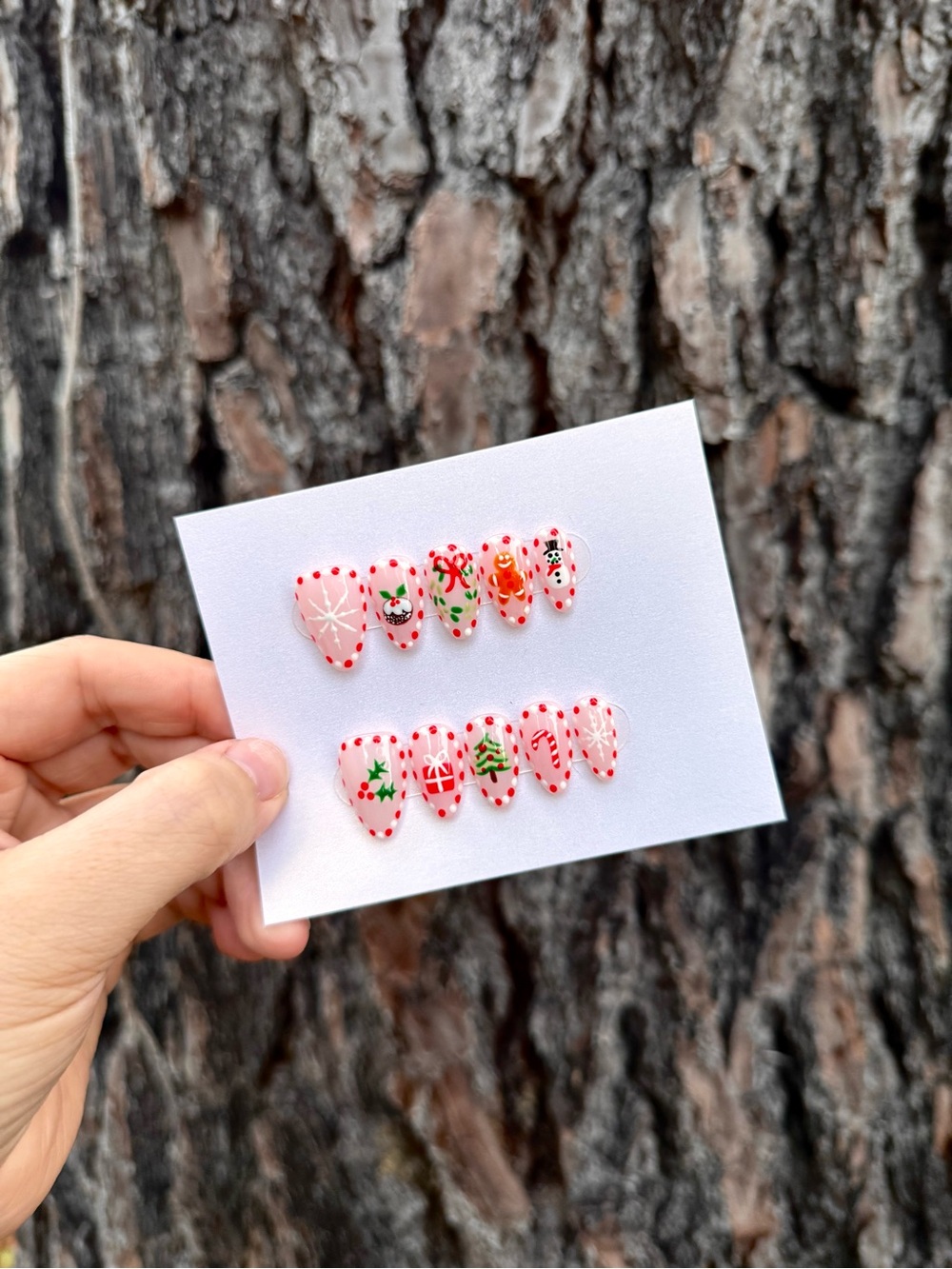 Candy Cane Christmas Press-On Nails